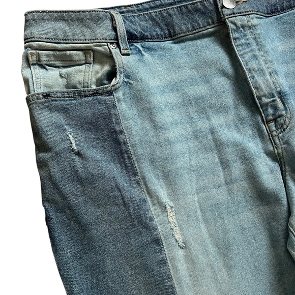 Lane Bryant Colorblock High Rise Straight Jeans – Size 24, Frayed Hem - Picture 3 of 7